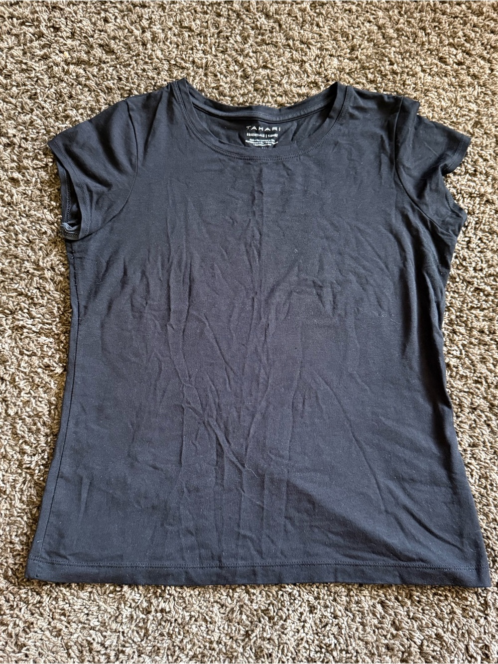 Tahari Essentials Black Pima Cotton Modal Crew Neck T-Shirt Women’s Medium